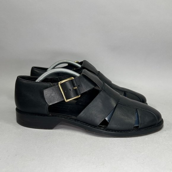 Cole Haan Shoes Cole Haan Mens Black Leather Fisherman Sandals